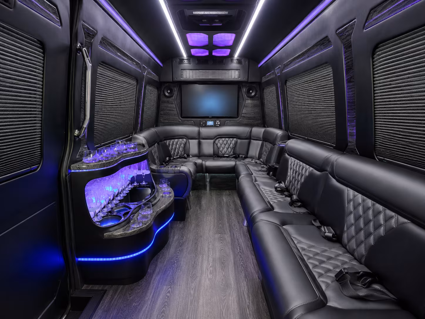 orem 40 passenger party bus interior